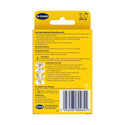 Scholl Aid Open Blisters, Cuts and Grazes Medical Grade Blister Plasters with Hydrogel Technology, Pack of 6