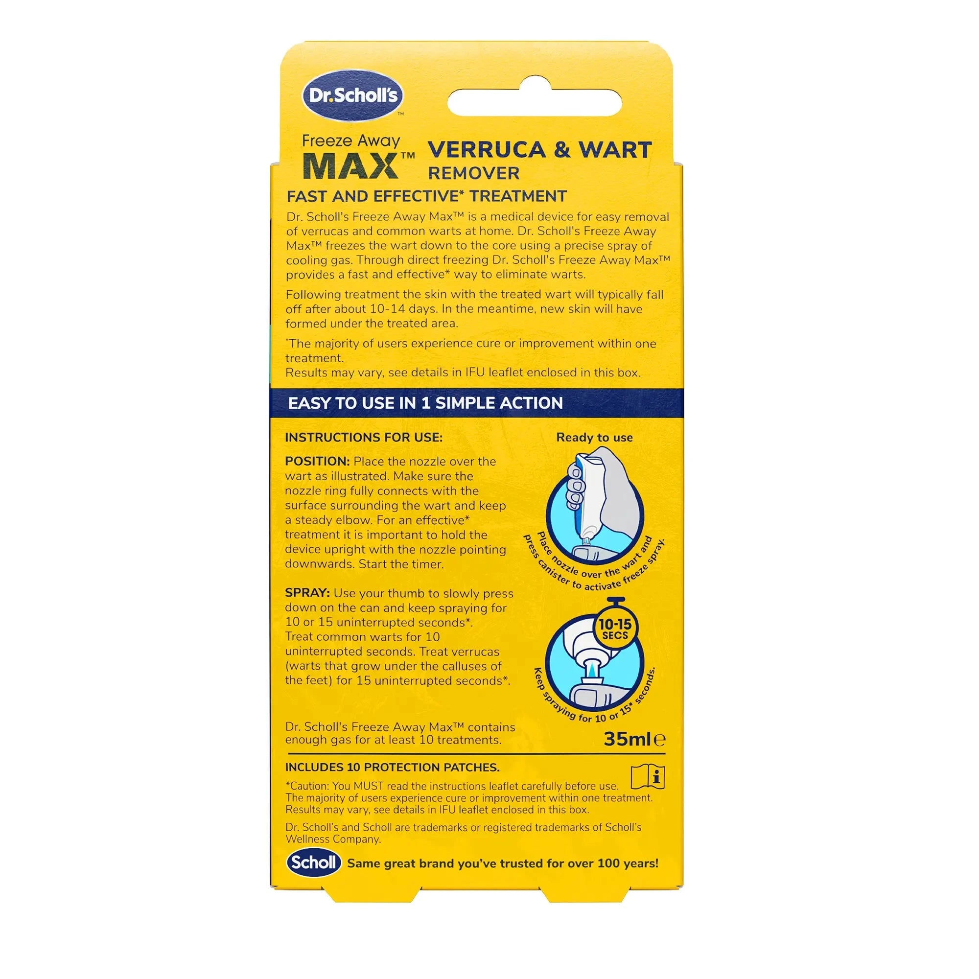 Scholl Aid Freeze Away Max Verruca and Wart Remover for Hands and Feet
