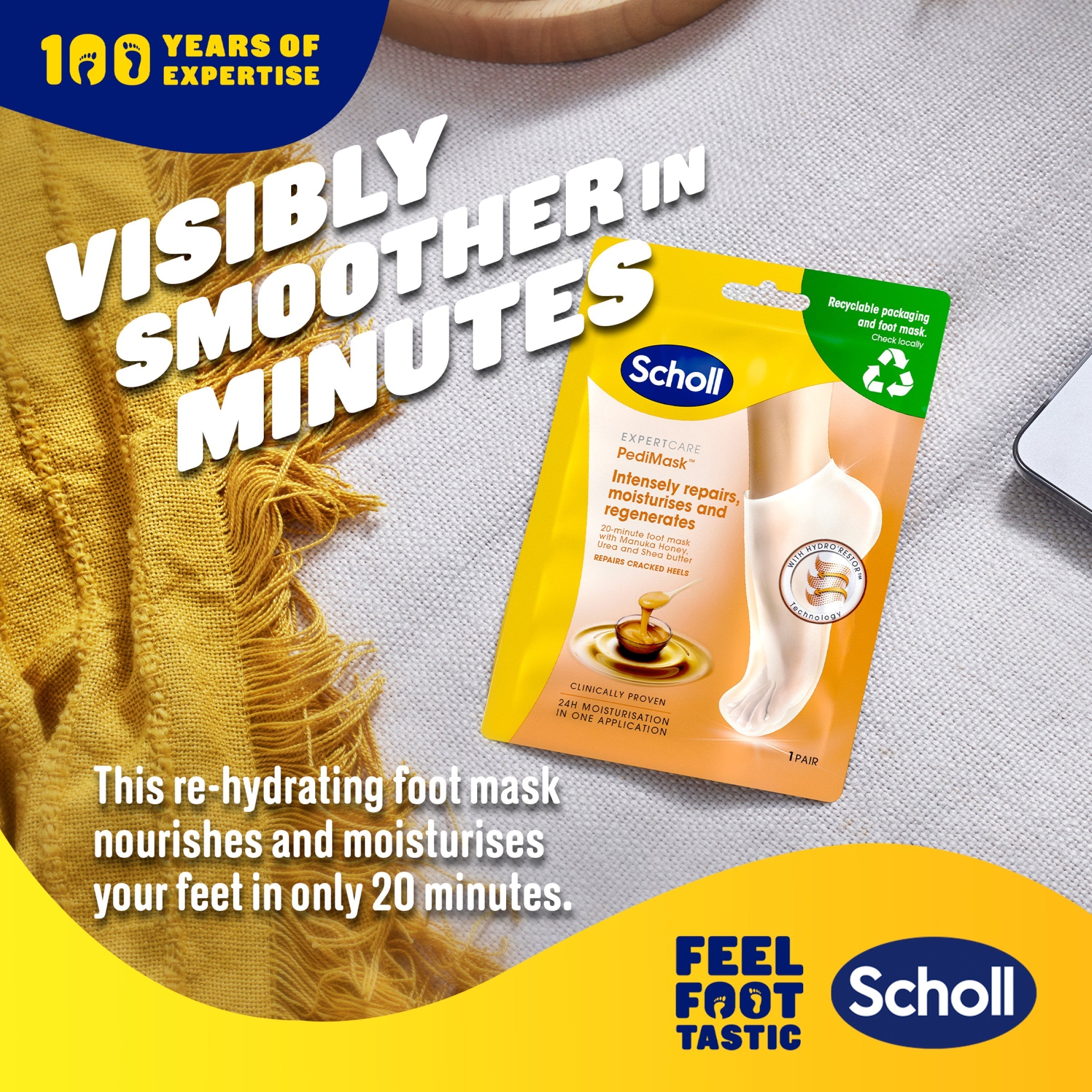 Scholl Care ExpertCare Foot Mask with Manuka Honey