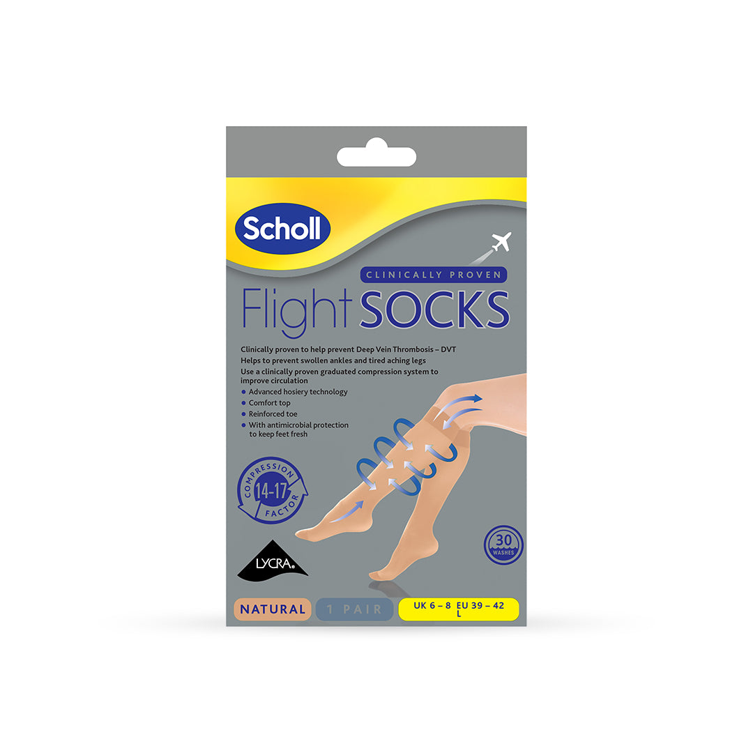Scholl Compression Flight Socks, Natural Colour