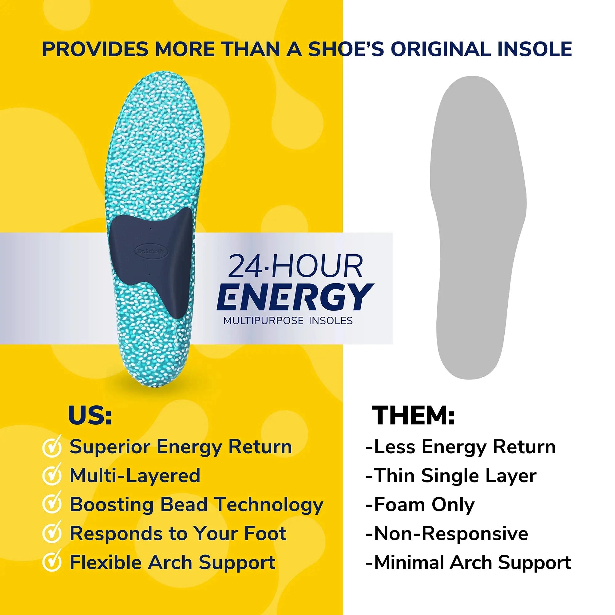 Scholl Insoles L (7-13) 24-Hour Energy Multipurpose Insoles - Large