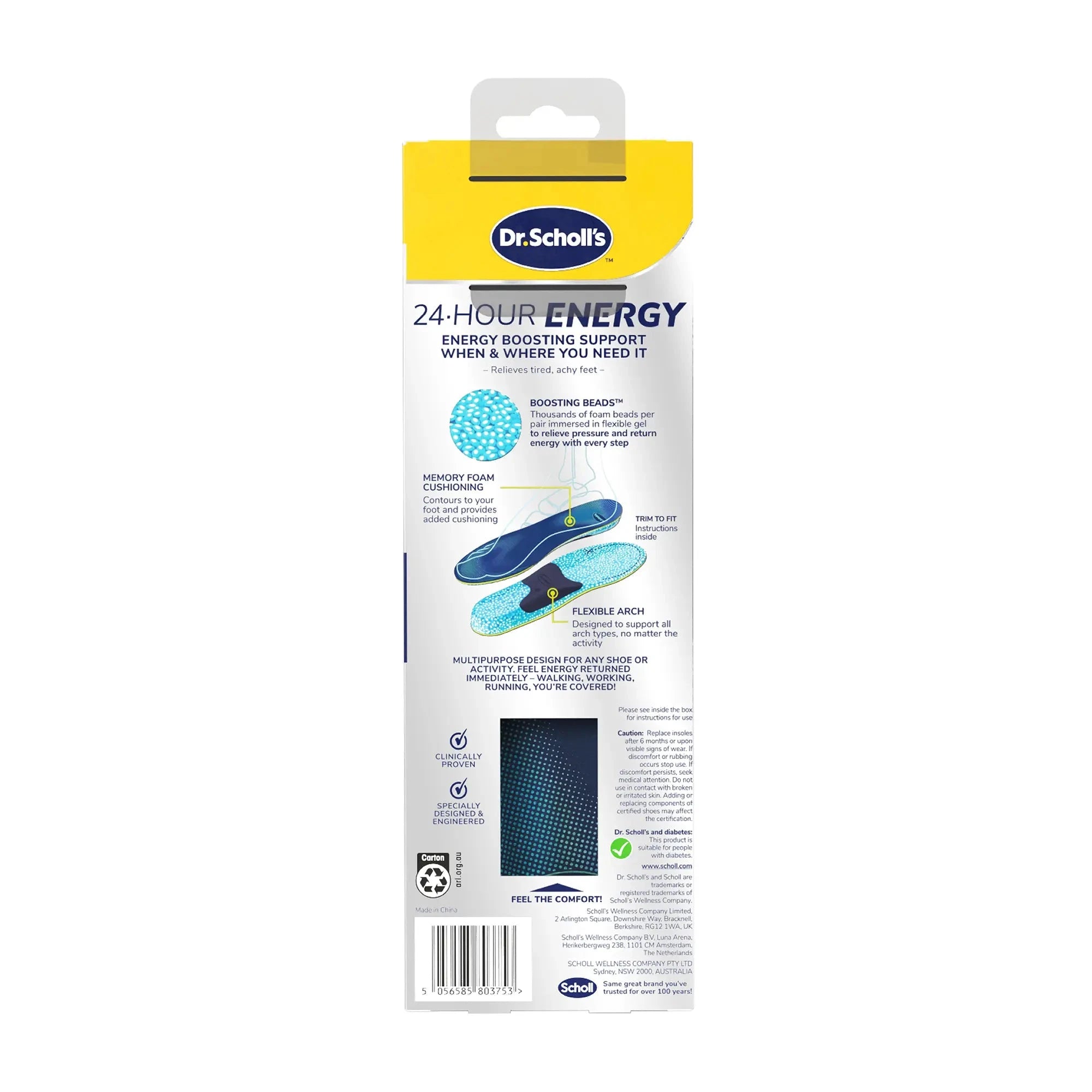 Scholl Insoles S (3-7) 24-Hour Energy Multipurpose Insoles - Small